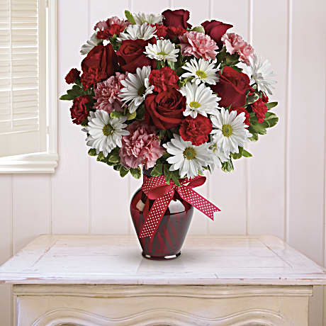 Hugs and Kisses Bouquet with Red Roses