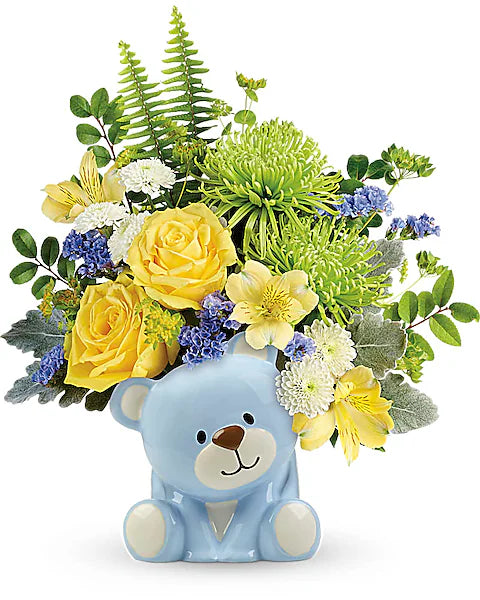 Top Florist's Joyful Blue Bear Bouquet